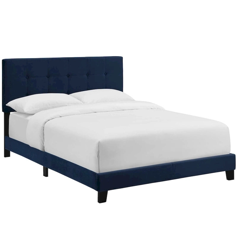 Modern Scandinavian Style Upholstered Velvet Bed