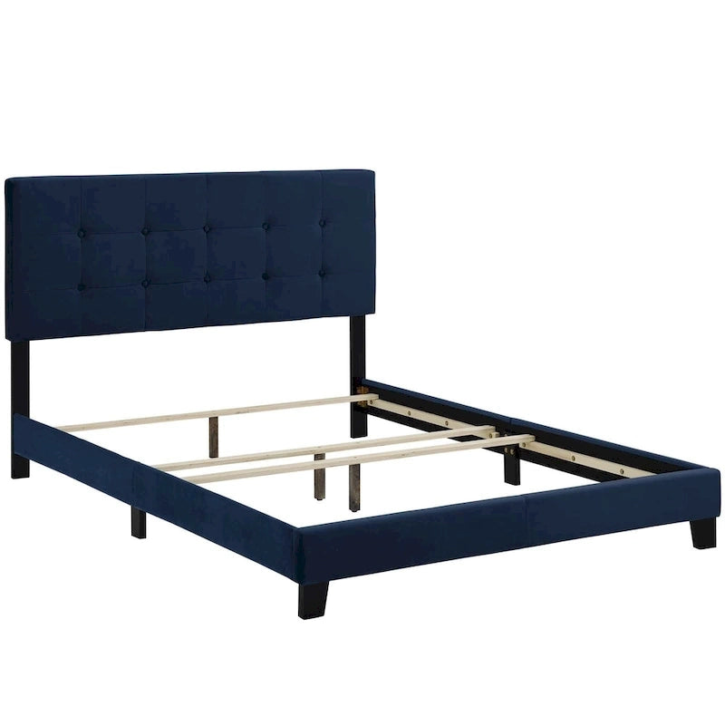 Modern Scandinavian Style Upholstered Velvet Bed