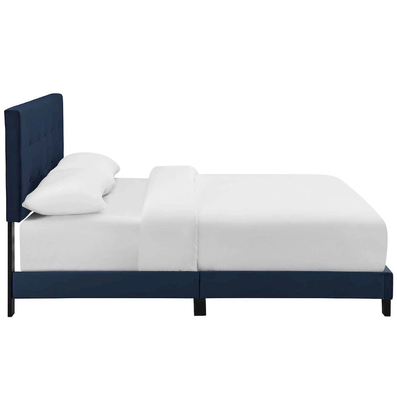 Modern Scandinavian Style Upholstered Velvet Bed