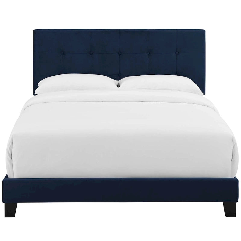Modern Scandinavian Style Upholstered Velvet Bed