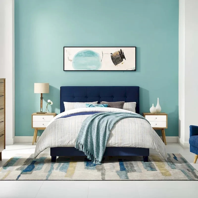 Modern Scandinavian Style Upholstered Velvet Bed