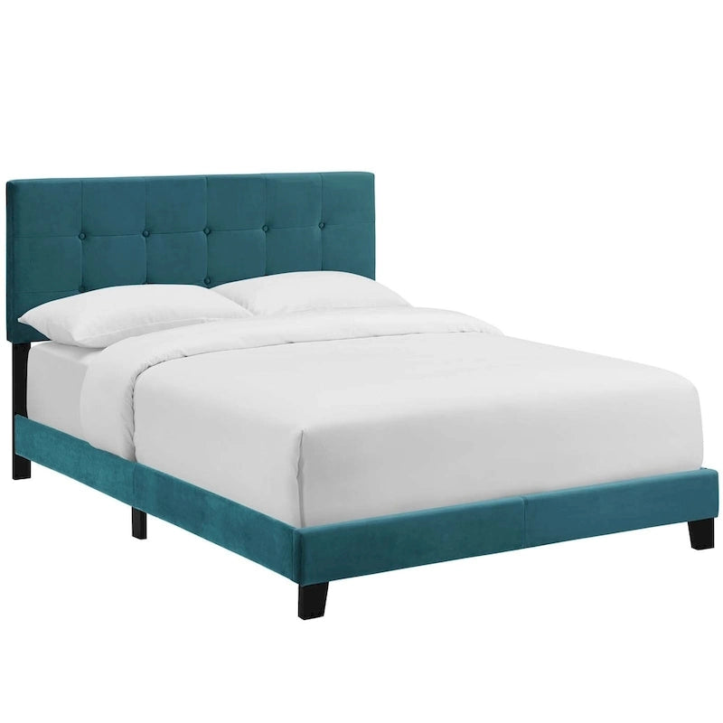 Modern Scandinavian Style Upholstered Velvet Bed