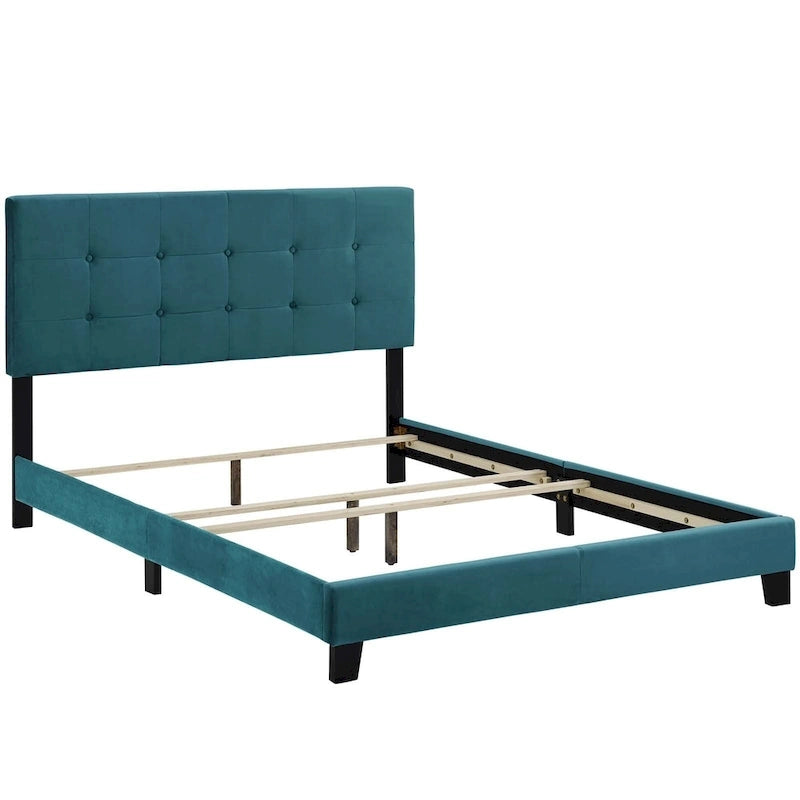 Modern Scandinavian Style Upholstered Velvet Bed