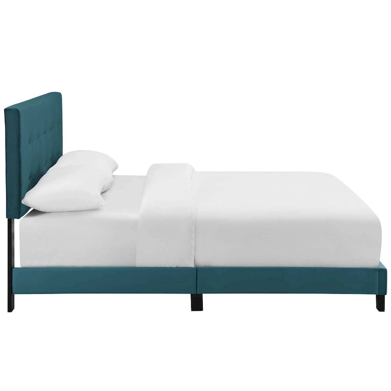 Modern Scandinavian Style Upholstered Velvet Bed
