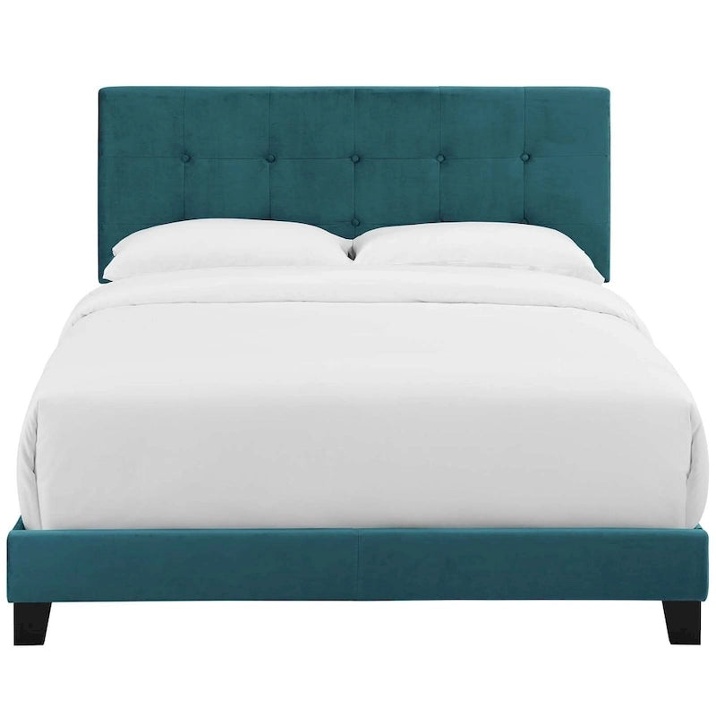 Modern Scandinavian Style Upholstered Velvet Bed