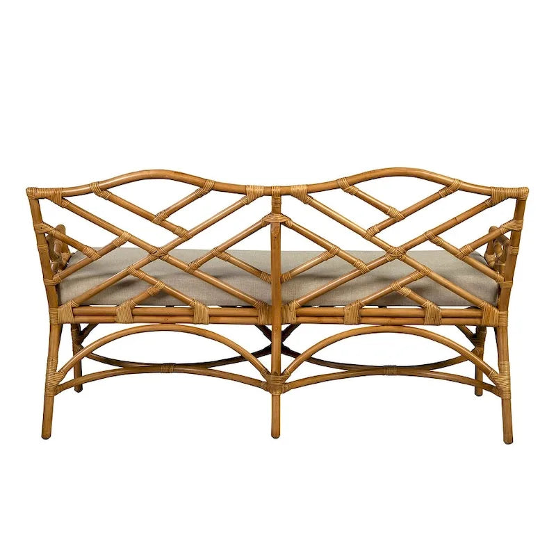 Traditional Distressed Style Bamboo Bench