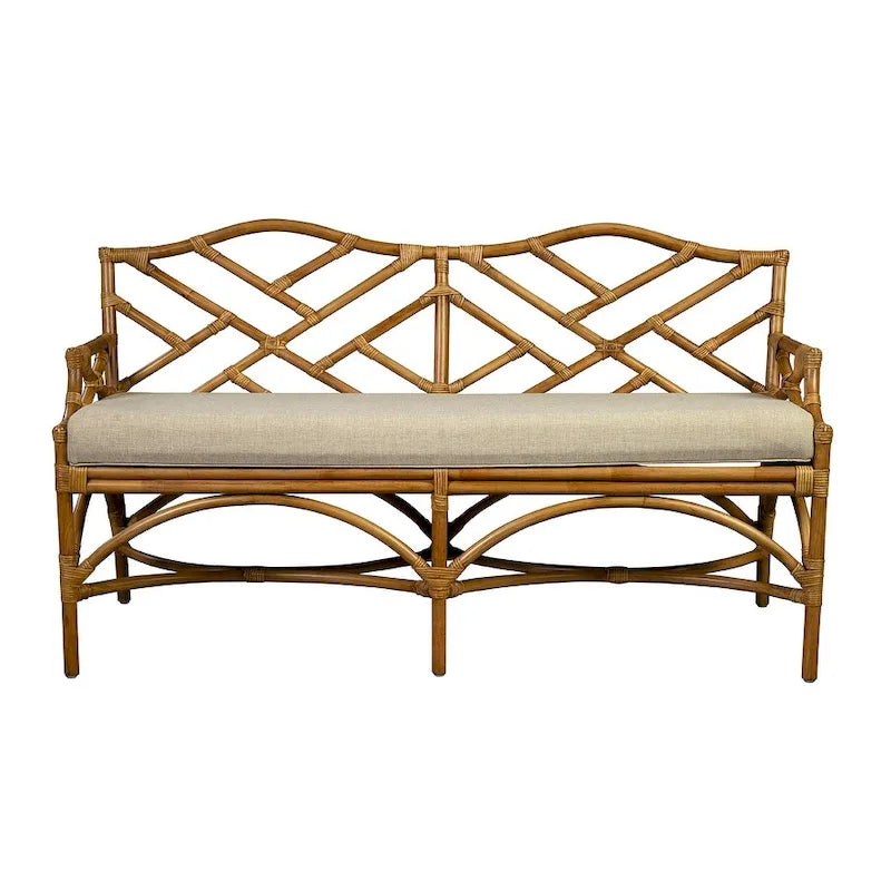 Traditional Distressed Style Bamboo Bench