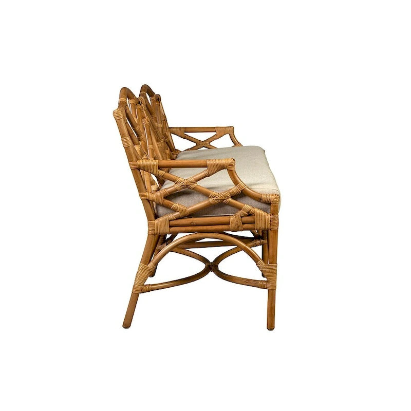 Traditional Distressed Style Bamboo Bench