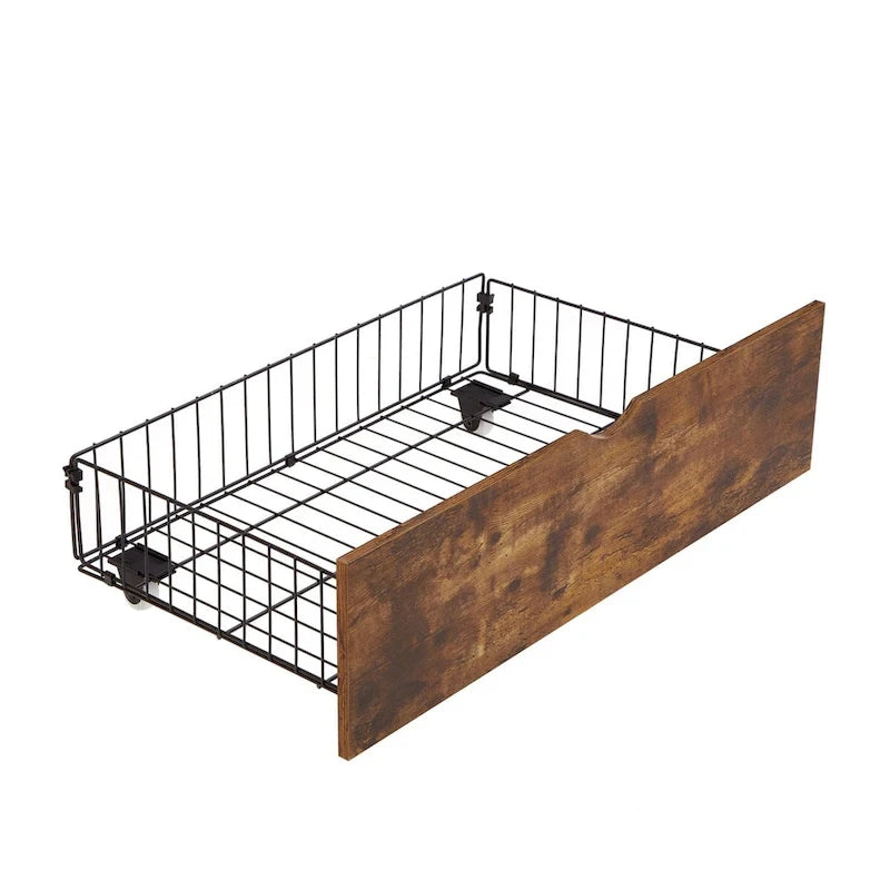 Metal Platform Bed Frame with Headboard and Footboard with USB, Charging Station, 2 Drawers, LED Lights